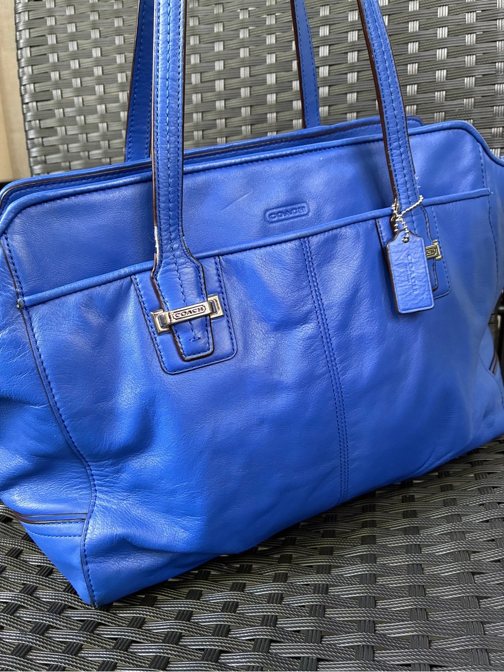 COACH Royal Blue Leather shoulder Bag
